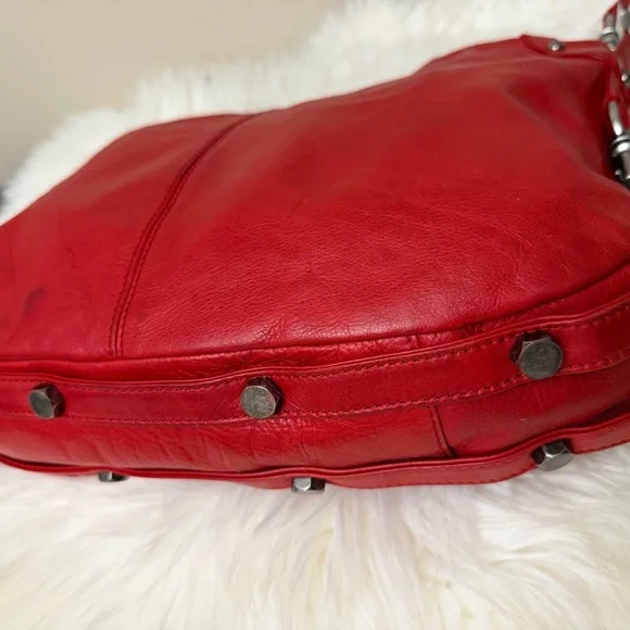 Rebecca Minkoff RED Leather RARE MINI Nikki Hobo Shoulder Bag - Picture 8 of 13